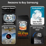 Samsung, 10kg, 5 Star, Eco Bubble, Hygiene Steam, Quick Wash, Magic Dispenser, Smart Check, Soft Closing Door, Digital Inverter, Fully-Automatic Top Load Washing Machine, WA40F10H2BTL, Black Caviar