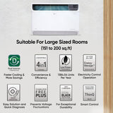 LG 2 Ton 4 Star Wi-Fi DUAL Inverter Window AC (Copper, Convertible 4-in-1 cooling, 4 Way Air Swing, HD Filter, UW-Q24WWYA, White)