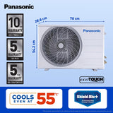 Panasonic EU 7 in 1 Convertible 1.5 Ton 5 Star Inverter Split Smart AC (100% Copper Condenser, CS/CU-EU18BKY5XFM), 55°Tested, PM0.1 Filter, Ag Clean, 4Way Swing, High CFM & Eco tough Outdoor