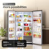 Godrej 600 L 3 Star, 1+2 Years Additional Warranty, Smart convertible Zones with Digital Touch Panel, Frost Free Inverter Side By Side Refrigerator(2025 Model, RS EONVELVET 646C RIT OP RS, Opera Rose)