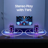 Samsung with in-Built Battery | 18 Hours of Playtime | Party Lights + | Grip & Roll | Splashproof IPX4 | Waveguide | USB Input | 3.5mm Jack | 240 W Bluetooth Party Sound Tower (MX-ST50F/XL, Black)