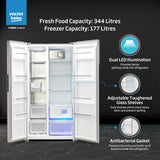 Voltas Beko 563 L Side-by-Side Refrigerator with ProSmart Inverter Compressor and Active Fresh Blue Light (RSB585/FPV300RXID, INOX Steel)