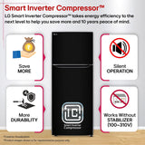 LG 446L 1 Star Frost Free Double Door Convertible Refrigerator with Door Cooling+™, Smart Inverter Compressor, Smart Diagnosis™ & Ebony Sheen (GLT4416CCES)