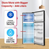 LG 446L 1 Star Frost Free Double Door Convertible Refrigerator with Door Cooling+™, Smart Inverter Compressor, Smart Diagnosis™ & Ebony Sheen (GLT4416CCES)