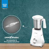 Voltas Beko, A Tata Product Powerfull 500 W Mixer Grinder with GrindX Technology (G5003HP-WH | 3 Jars | White)