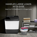 Lloyd 8 kg 5 Star Semi Automatic Top Load Washing Machine |1300 RPM | Detergent Storage Zone | 3 Wash Programs | Swift Dry | Magic Filter, (GLWS805AODDG, Dark Grey and White)