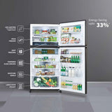 SHARP 613L 2 Star J-Tech Inverter Frost Free Double Door Refrigerator (SJGP60TBKEC, Glass Black, Plasmacluster Ions, Express Freeze, Hybrid Cooling)