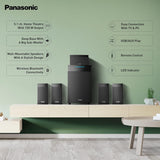 Panasonic SC-HT550GW-K 5.1 Ch Home Theatre with Real Surround Sound, 150 W, Bluetooth, USB, AUX, RCA, Powerful Subwoofer, Wall mountable Speakers, Remote for Volume & Bass Control (Black)
