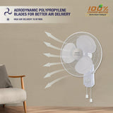 USHA Maxx Air Ultra Wall Fan | 400MM Sweep Size | 1350:RPM | Aerodynamic Blade Design for High Air Delivery | Anti - Rust Protection | 100% Copper Motor | 2 Year Warranty | White