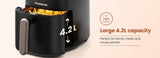 Crompton Ameo 4.2L Digital Air Fryer | 1400W Quick Fry Technology | Oil-Free Healthy Cooking | Super Helix Heating Element | Digital Display with Indian Preset Menus
