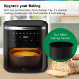 Bosch Crispmaxx Air Fryer 7.2L with baking tray, With Touch Panel,7 Presets menus,Illuminated Viewing Window, Shake Alarm,MAF671B5IN,Black
