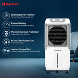 Havells 2-in-1 Convertible 80 L Desert Air Cooler for room, Dual functionality & easy storing, Can be used as side table, 5 Leaf Metal Blade Fan, Powerful Air-Delivery, Bacteria shield honeycomb pads