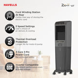 Havells Zurii 60 L Tower Air Cooler for Room|With Remote & Electronic Panel|Fully Collapsible louvers|Low Water Alarm|Dust Filter Net|Timer Function|Bacteria Shield Honeycomb Pads|Dry Run Protection