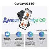 Samsung Galaxy A36 5G (Awesome Black, 12GB, 256GB) | Gemini Live | Awesome Intelligence (AI): Circle to Search, My Filter, Object Eraser | 4nm Snapdragon Processor | Flagship Grade Camera