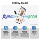 Samsung Galaxy A36 5G (Awesome White, 8GB, 256GB) | Gemini Live | Awesome Intelligence (AI): Circle to Search, My Filter, Object Eraser | 4nm Snapdragon Processor | Flagship Grade Camera