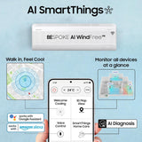 Samsung 2 Ton 3 Star AI Inverter Smart Windfree Split AC (BESPOKE AI, Energy Saving, Wi-Fi, Voice Control, Powerful Cooling, 100% Copper,4 Way swing, Convertible 5in1, AR60F24D13WNNA, White)