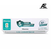 Hisense 1.5 Ton 5 star Inverter Split AC(Copper, 5-in-1 Convertible with Intelligent 4 modes, PM 2.5 filter, Anti corrosion, AS-18TR4R5E, White)