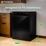 Faber 14 Place Settings Freestanding Dishwasher with 6 Washing Programs, Half Load, Electronic Push Button Control, Digital Display & Natural Drying, Black – FFSD 6PR 14S BK Digital
