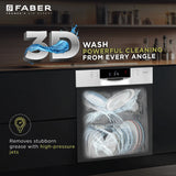 Faber 14 Place Settings Built-In Dishwasher with 8 Washing Programs, Power Memory, LED Display, Natural Drying & 1–24 Hours Delay, Inox Finish – FSID 8PR 14S