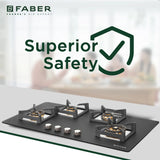 Faber 90 cm 4 Burner Built-in Gas Hob with Full Brass Burners, Auto Ignition & Flame Failure Device – HOB BELLA HT 904 BR AI FFD