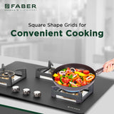 Faber 75 cm 3 Burner Built-in Gas Hob with Full Brass Burners, Auto Ignition & Flame Failure Device – HOB BELLA HT 753 BR AI FFD