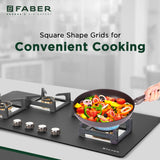 Faber 90 cm 4 Burner Built-in Gas Hob with Full Brass Burners, Auto Ignition & Flame Failure Device – HOB BELLA HT 904 BR AI FFD