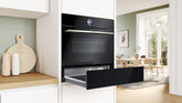 Bosch BIC7101B1 Series 8 Built-in Warming Drawer 60 cm Black Glass | Push-Pull Opening | Plate & Cup Warming | Slow Cooking | Home Connect