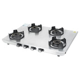 Faber 63 cm 4 Burner Gas Cooktop with Jumbo, Medium & Small Burners, Manual Ignition & Steel Finish – COOKTOP EMBER 4BB SS CI