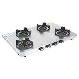 Faber 63 cm 4 Burner Gas Cooktop with Jumbo, Medium & Small Burners, Manual Ignition & Steel Finish – COOKTOP EMBER 4BB SS CI