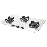 Faber 77 cm 3 Burner Gas Cooktop with Jumbo, Medium & Small Burners, Manual Ignition & Steel Finish – COOKTOP EMBER 3BB SS CI