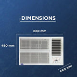 Carrier ESTRELLA Gx (P) 1.5 Ton 3 Star Window Inverter AC with Dust Filter, Auto Restart, Turbo/Sleep/Dry Mode | 100% Copper Condenser | Energy Efficient, Cools Even at 52°C (CAW18EC3R36F0, White)
