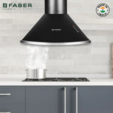 Faber CLASS PRO PB BK LTW 60 Kitchen Chimney, 60 cm, 1000 m³/hr, Baffle Filter, Push Button Control