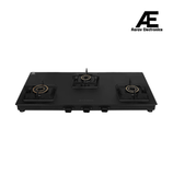 Faber 77 cm 3 Burner Gas Cooktop with Brass Burners, Auto Ignition & Matt Finish – COOKTOP BLOSSOM 3BB BK CI AI