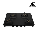Faber Blossom 4 Burner Manual Ignition Gas Cooktop with 1 Jumbo, 2 Medium & 1 Small Burner, MS Diamond-Coated Pan Support, Matt Finish – COOKTOP BLOSSOM 4BB BK CI