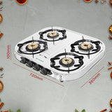 Faber 60 cm 4 Burner Stainless Steel Gas Cooktop with Brass Burners, Manual Ignition & Euro-Coated Pan Supports – HOB COOKTOP CRYSTAL 4BB SS