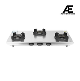 Faber 77 cm 3 Burner Gas Cooktop with Jumbo, Medium & Small Burners, Manual Ignition & Steel Finish – COOKTOP EMBER 3BB SS CI