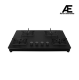 Faber 4 Burner Gas Cooktop with Brass Burners, Auto Ignition & Matt Finish Glass – COOKTOP EVOKE 4BB BK CI AI