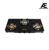 Faber Slim 3 Burner Glass Gas Stove Remo 3BB BK | Brass Burners, Jumbo Burner Cooktop