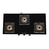 Faber Slim 3 Burner Glass Gas Stove Remo 3BB BK | Brass Burners, Jumbo Burner Cooktop
