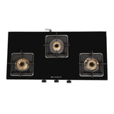 Faber Slim 3 Burner Glass Gas Stove Remo 3BB BK | Brass Burners, Jumbo Burner Cooktop