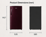 LG GLD1936YARG 185L 3 Star Direct Cool Single Door Refrigerator | Smart Inverter Compressor | Fast Ice Making | Wine Glory