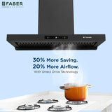 Faber Coral HC SC FL BK BLDC IN 90-T 90 cm Kitchen Chimney – 1500 m³/hr Suction