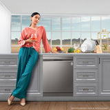 LG 14 Place Settings Inverter Direct Drive, Wi-Fi Free Standing Dishwasher (DFB424FP, Silver, Silent Operation, Tough Stain Removal, Adjustable racks & TrueSteam)