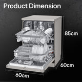 LG 14 Place Settings Inverter Direct Drive, Wi-Fi Free Standing Dishwasher (DFB424FP, Silver, Silent Operation, Tough Stain Removal, Adjustable racks & TrueSteam)