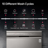 LG 14 Place Settings Inverter Direct Drive, Wi-Fi Free Standing Dishwasher (DFB424FP, Silver, Silent Operation, Tough Stain Removal, Adjustable racks & TrueSteam)