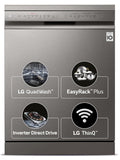 LG 14 Place Setting Free Standing Dishwasher with QuadWash, EasyRack Plus, Wi-Fi Enabled (DFB512FP, Platinum Silver Ⅲ, Inverter Direct Drive Motor)