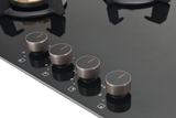 Faber Prime 4 Burner Built-In Gas Hob with Brass Burners, Toughened Black Glass, Cast Iron Pan Support & Auto Ignition – HOB PRIME HT904 CRS BR CI AI