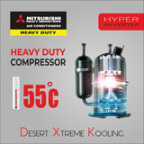 Mitsubishi 2.15 Ton 2 Star Heavy Duty Hybrid Split AC, DXK25CAPDA (Desert Xtreme Kooling, Jetta Series, 2026)