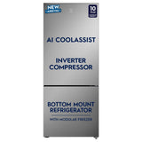 Electrolux 425L 1 Star Double Door Refrigerator with AI CoolAssist, Bottom Mount Freezer, GreenZone Technology, Cooling 360, Inverter, Frost Free, UltimateTaste 700, EBE4302C-S, Stainless Steel