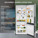 Electrolux 425L 1 Star Double Door Refrigerator with AI CoolAssist, Bottom Mount Freezer, GreenZone Technology, Cooling 360, Inverter, Frost Free, UltimateTaste 700, EBE4302C-S, Stainless Steel